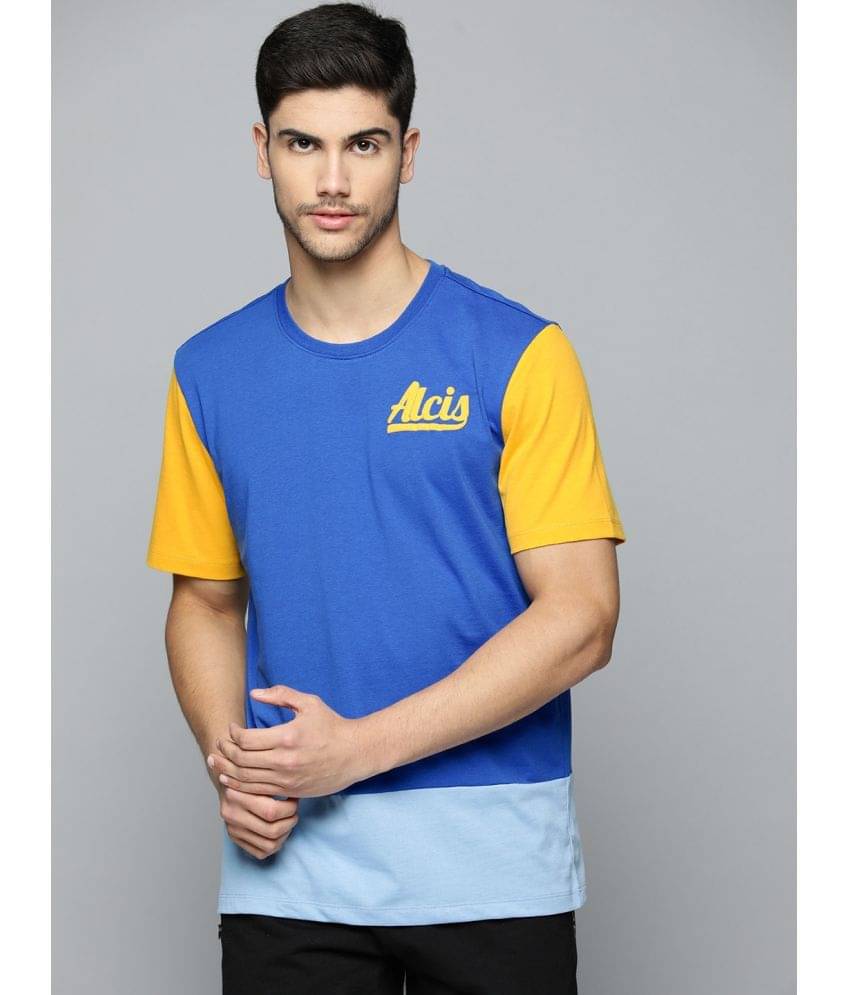 Alcis Blue Cotton Regular Fit Men's Sports T-Shirt ( Pack of 1 ) Alcis Blue Cotton Regular Fit Men's Sports T-Shirt ( Pack of 1 )