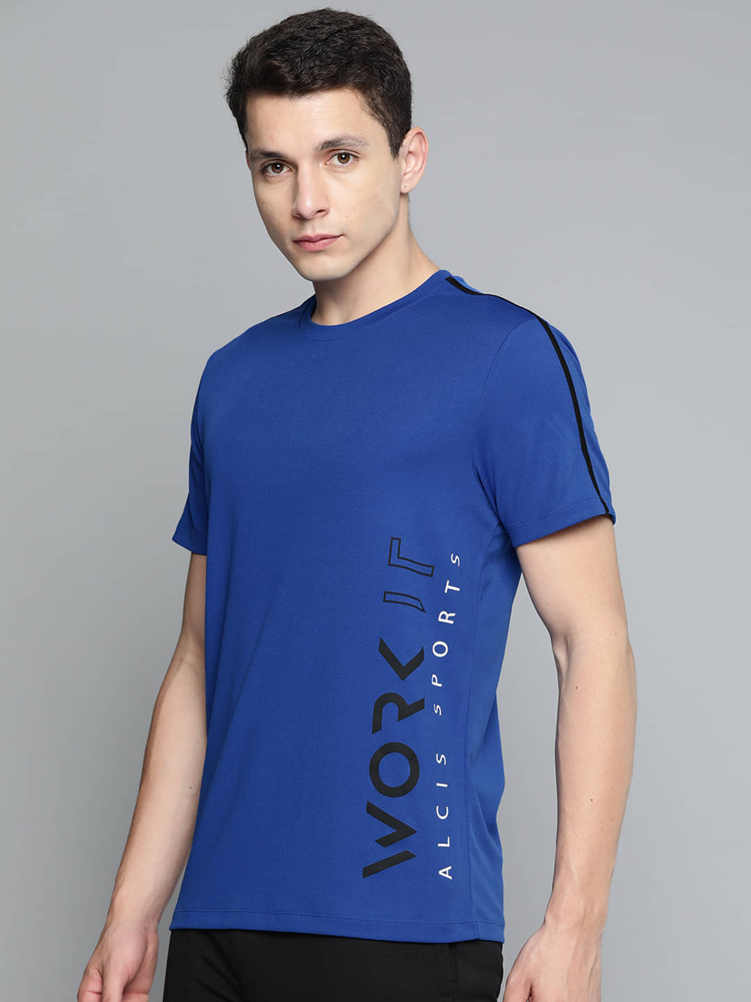 Alcis Blue Polyester Slim Fit Men's Sports T-Shirt ( Pack of 1 ) Alcis Blue Polyester Slim Fit Men's Sports T-Shirt ( Pack of 1 )