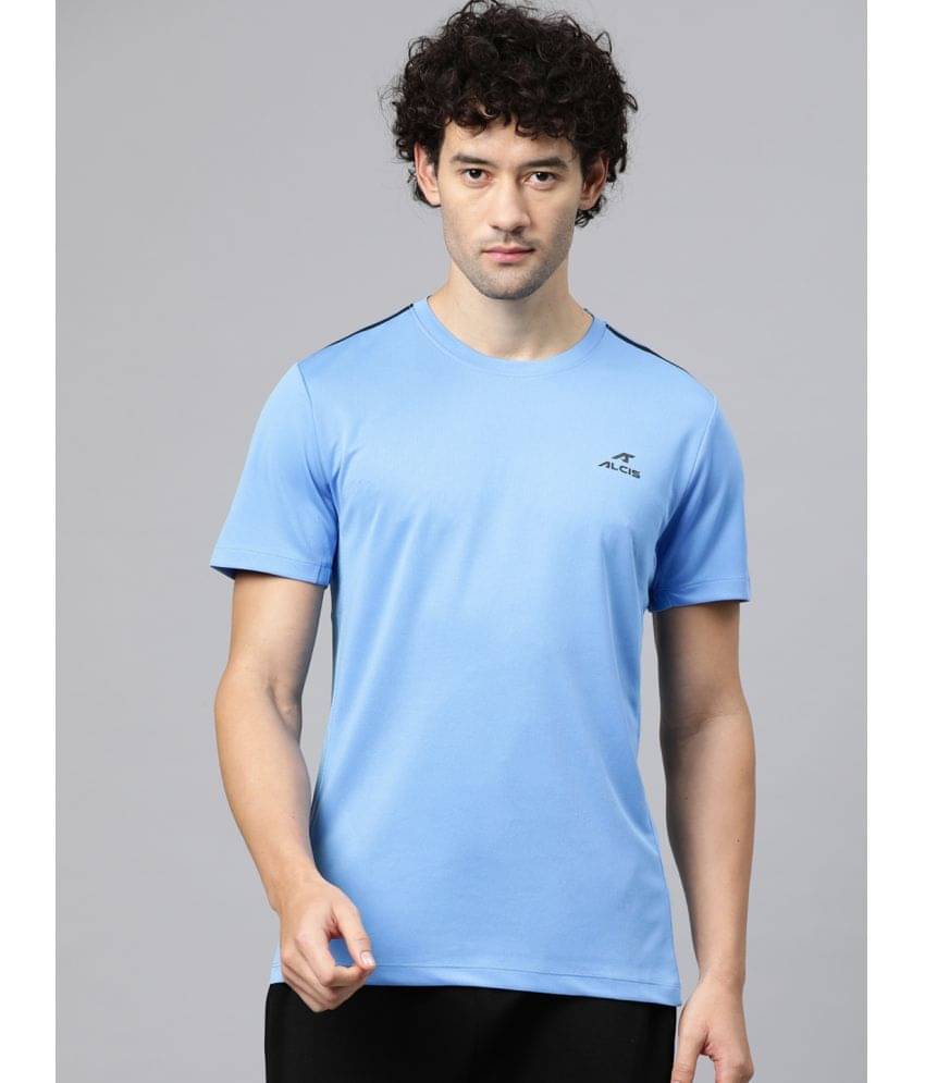 Alcis Blue Polyester Slim Fit Men's Sports T-Shirt ( Pack of 1 ) Alcis Blue Polyester Slim Fit Men's Sports T-Shirt ( Pack of 1 )