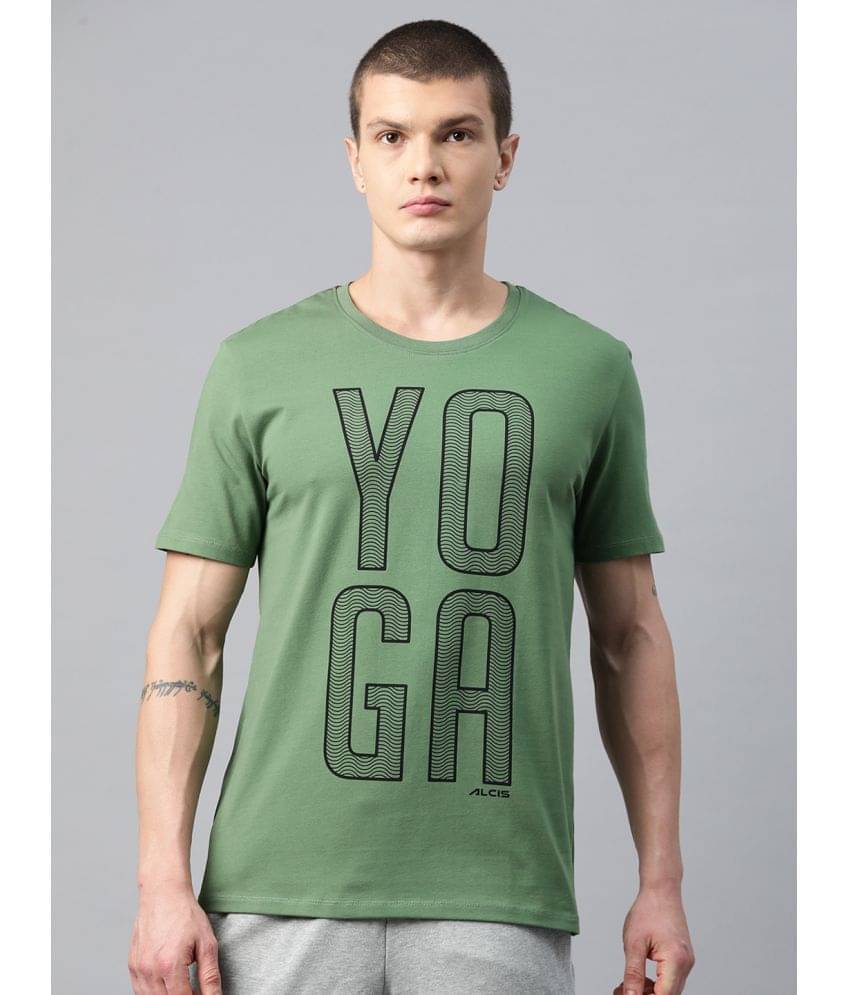 Alcis Green Cotton Regular Fit Men's Sports T-Shirt ( Pack of 1 ) Alcis Green Cotton Regular Fit Men's Sports T-Shirt ( Pack of 1 )