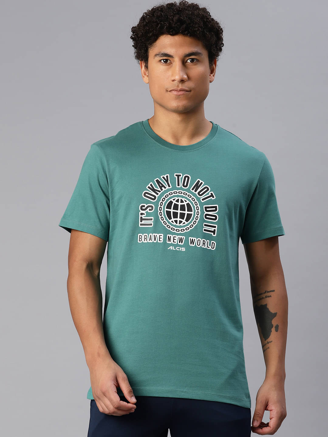 Alcis Green Cotton Regular Fit Men's Sports T-Shirt ( Pack of 1 ) Alcis Green Cotton Regular Fit Men's Sports T-Shirt ( Pack of 1 )