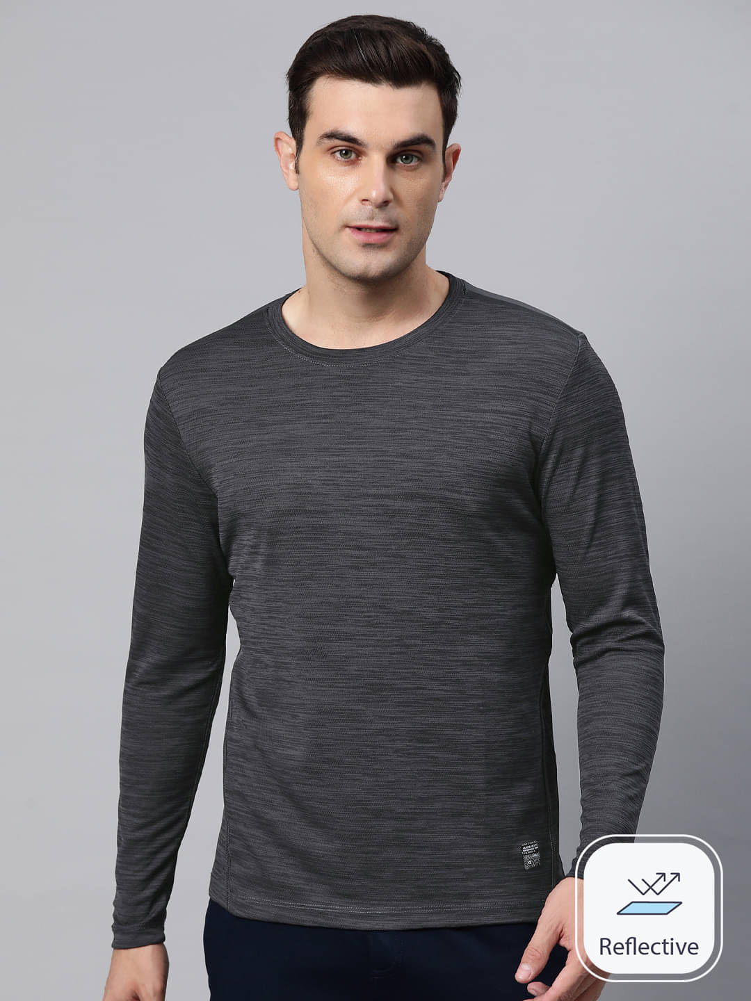 Alcis Grey Melange Polyester Slim Fit Men's Sports T-Shirt ( Pack of 1 ) Alcis Grey Melange Polyester Slim Fit Men's Sports T-Shirt ( Pack of 1 )