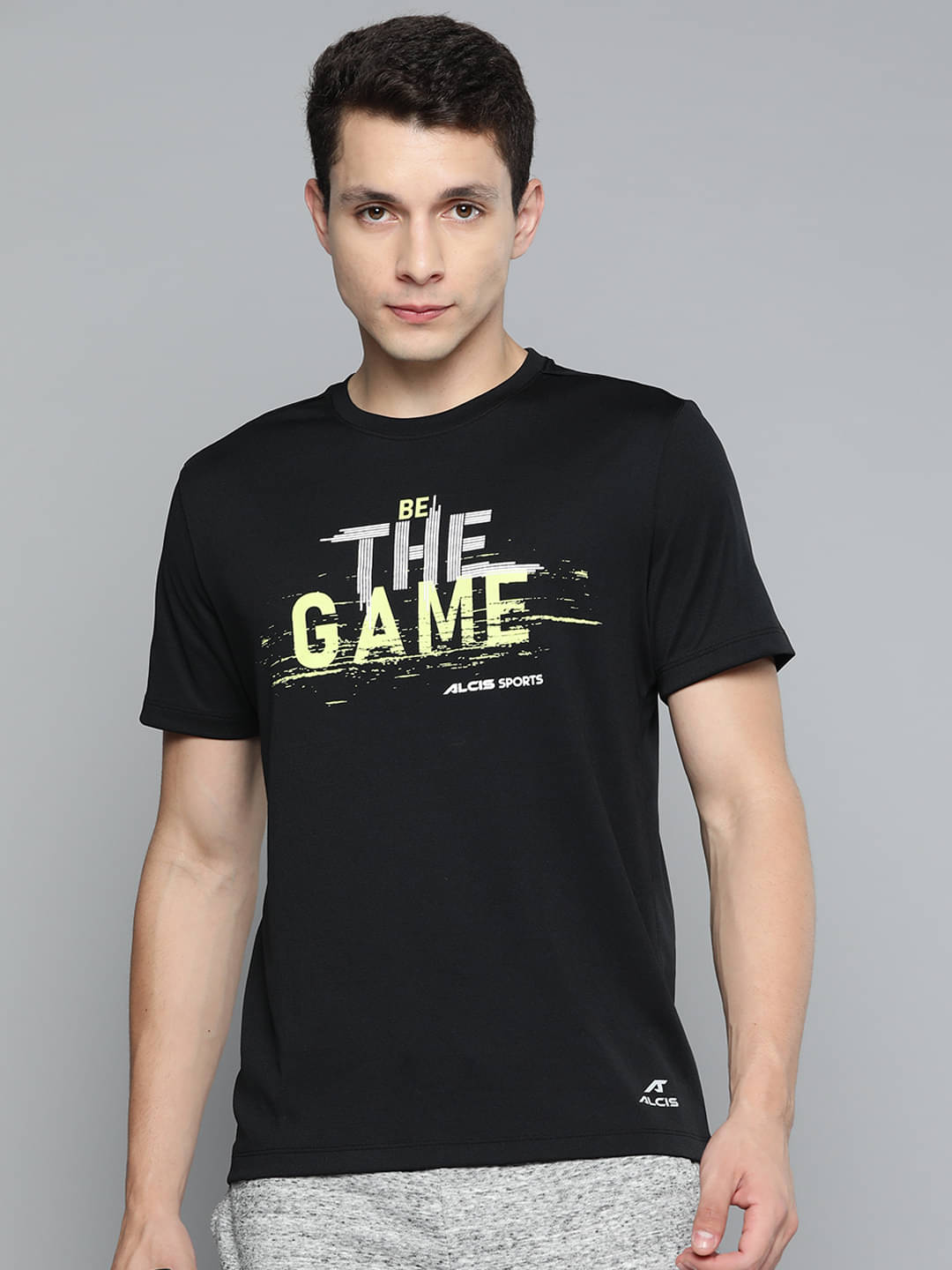     			Alcis Grey Melange Polyester Slim Fit Men's Sports T-Shirt ( Pack of 1 )