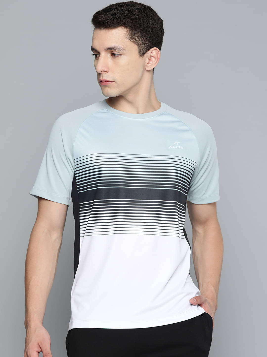 Alcis Grey Polyester Slim Fit Men's Sports T-Shirt ( Pack of 1 ) Alcis Grey Polyester Slim Fit Men's Sports T-Shirt ( Pack of 1 )