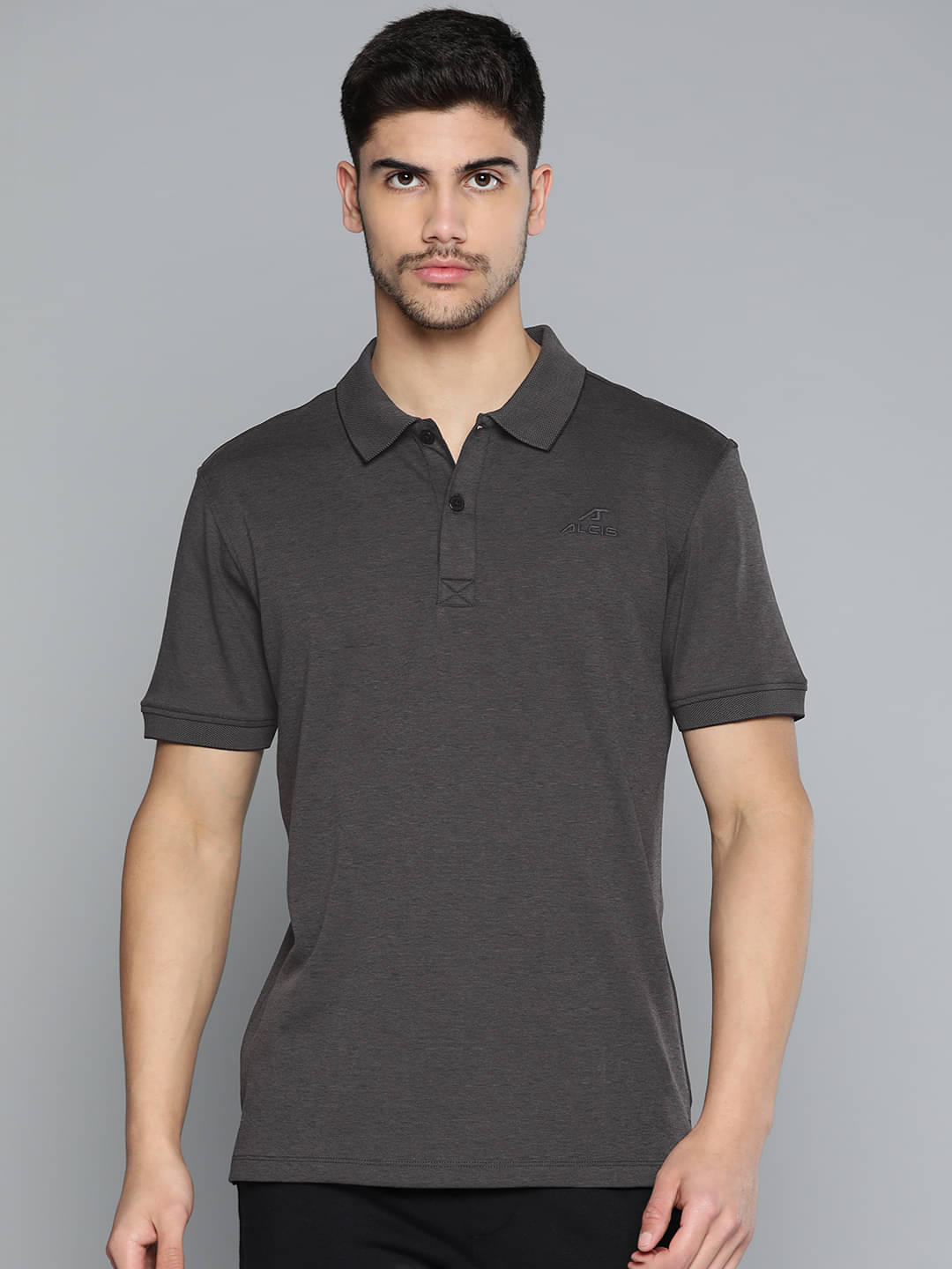 Alcis Grey Polyester Slim Fit Men's Sports T-Shirt ( Pack of 1 ) Alcis Grey Polyester Slim Fit Men's Sports T-Shirt ( Pack of 1 )