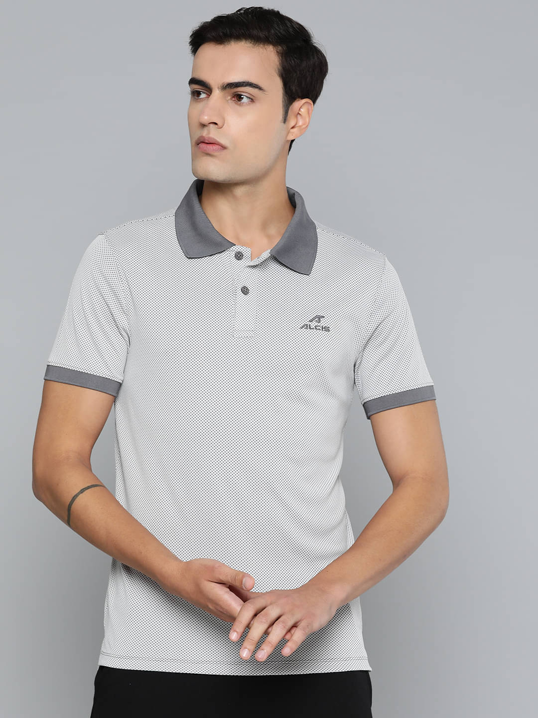 Alcis Grey Polyester Slim Fit Men's Sports T-Shirt ( Pack of 1 ) Alcis Grey Polyester Slim Fit Men's Sports T-Shirt ( Pack of 1 )
