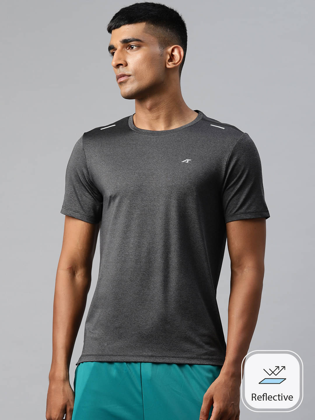 Alcis Grey Polyester Slim Fit Men's Sports T-Shirt ( Pack of 1 ) Alcis Grey Polyester Slim Fit Men's Sports T-Shirt ( Pack of 1 )
