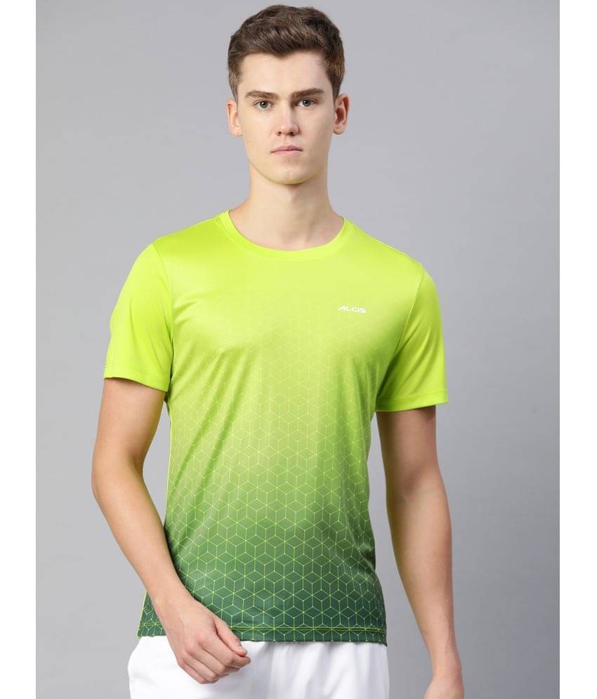 Alcis Lime Green Polyester Slim Fit Men's Sports T-Shirt ( Pack of 1 ) Alcis Lime Green Polyester Slim Fit Men's Sports T-Shirt ( Pack of 1 )