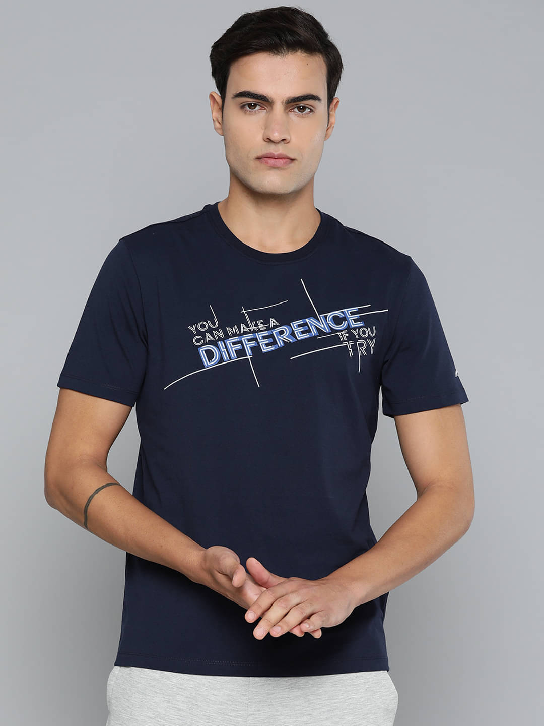 Alcis Navy Blue Cotton Regular Fit Men's Sports T-Shirt ( Pack of 1 ) Alcis Navy Blue Cotton Regular Fit Men's Sports T-Shirt ( Pack of 1 )