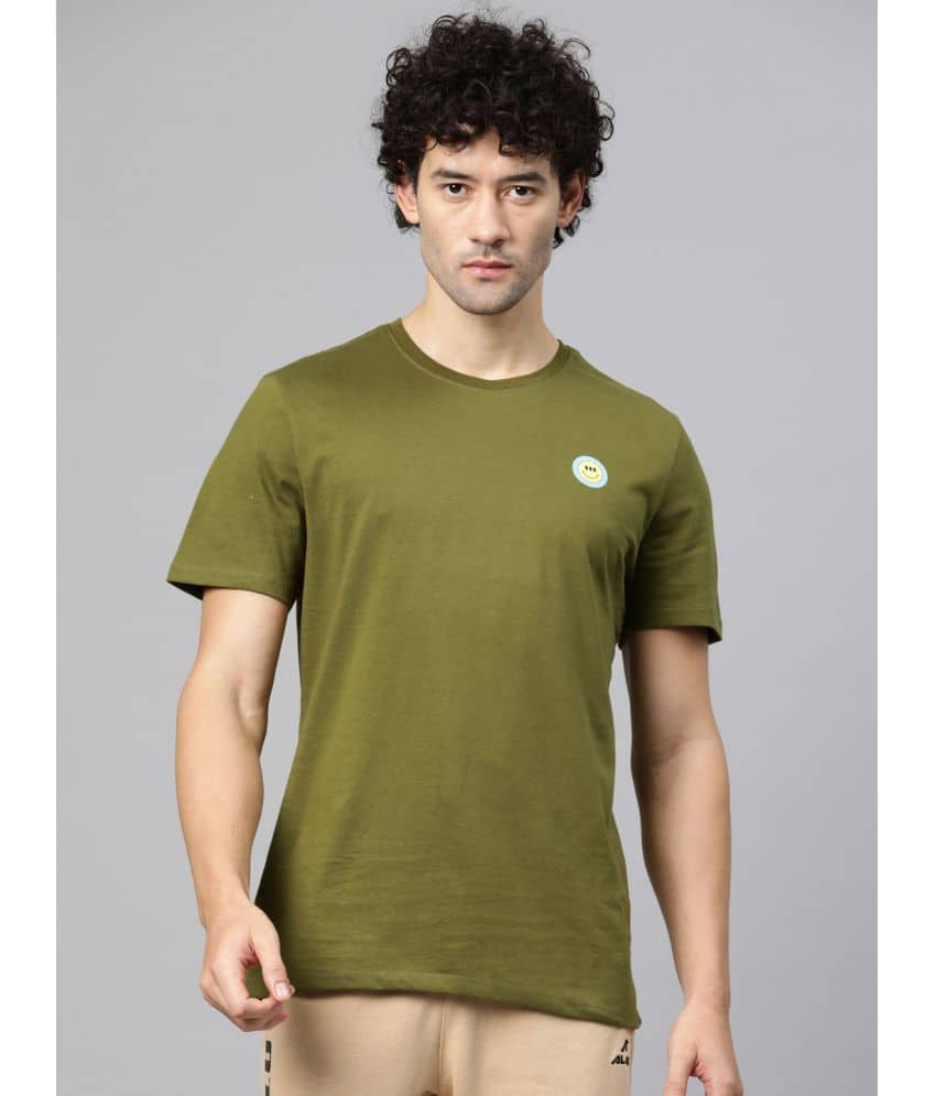 Alcis Olive Cotton Regular Fit Men's Sports T-Shirt ( Pack of 1 )