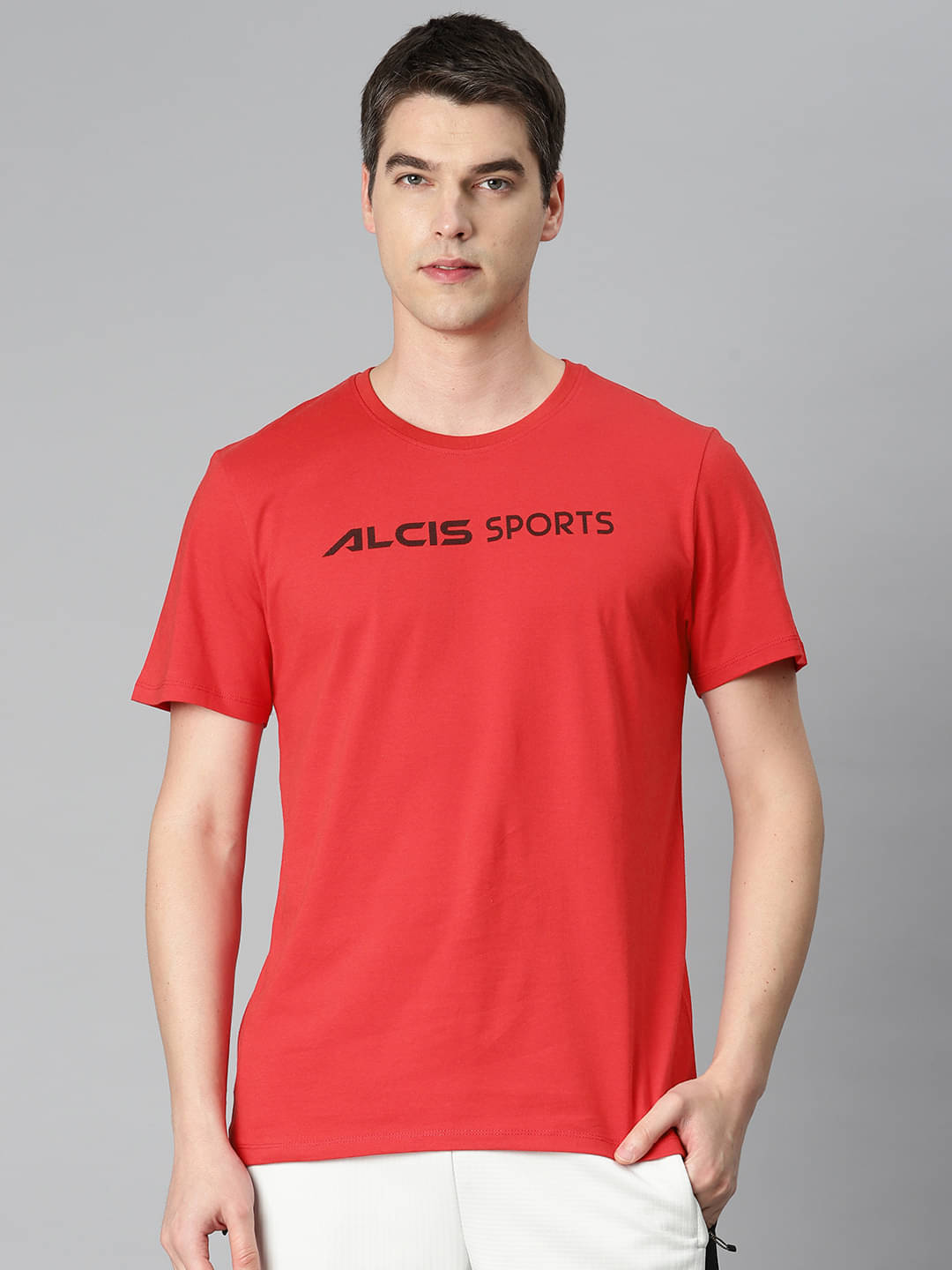 Alcis Red Cotton Regular Fit Men's Sports T-Shirt ( Pack of 1 ) Alcis Red Cotton Regular Fit Men's Sports T-Shirt ( Pack of 1 )