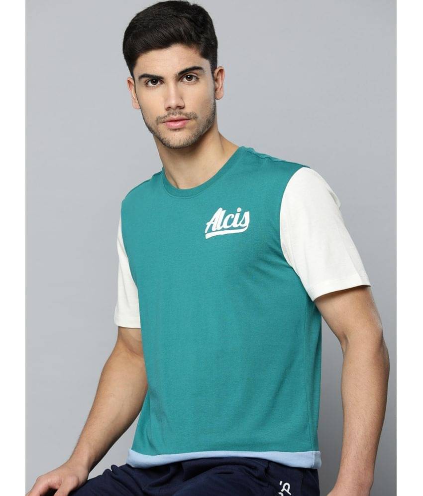 Alcis Teal Cotton Regular Fit Men's Sports T-Shirt ( Pack of 1 )     			Alcis Teal Cotton Regular Fit Men's Sports T-Shirt ( Pack of 1 )