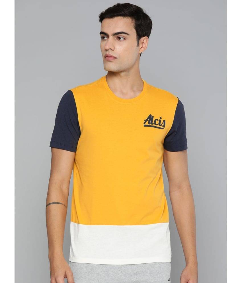 Alcis Yellow Cotton Regular Fit Men's Sports T-Shirt ( Pack of 1 ) Alcis Yellow Cotton Regular Fit Men's Sports T-Shirt ( Pack of 1 )