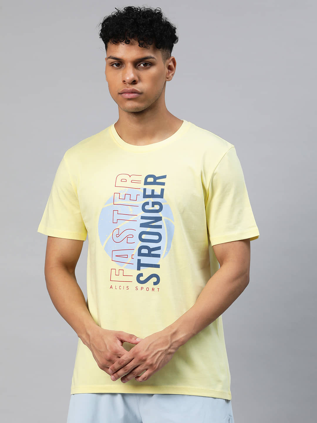 Alcis Yellow Cotton Regular Fit Men's Sports T-Shirt ( Pack of 1 )