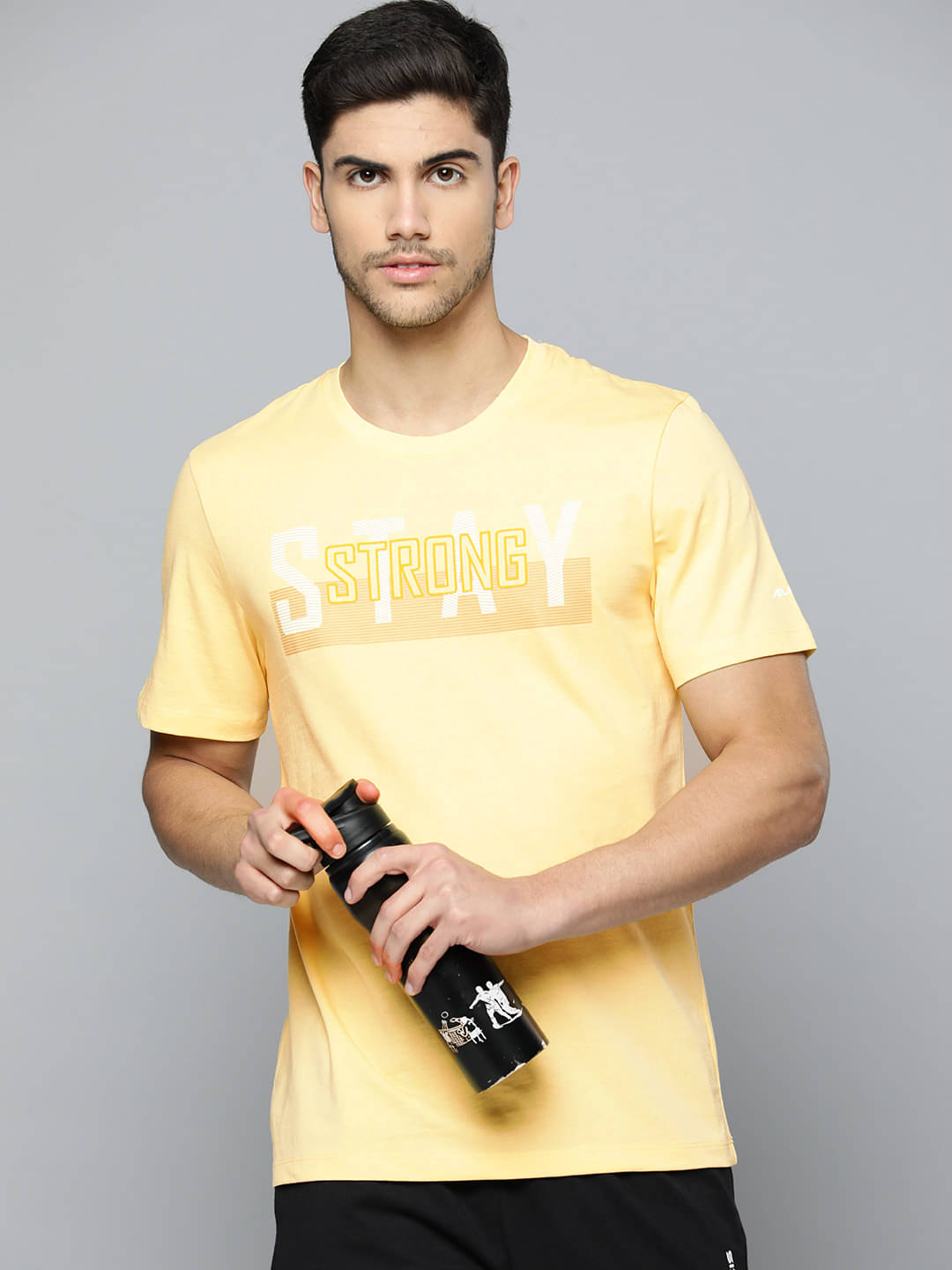 Alcis Yellow Cotton Regular Fit Men's Sports T-Shirt ( Pack of 1 ) Alcis Yellow Cotton Regular Fit Men's Sports T-Shirt ( Pack of 1 )