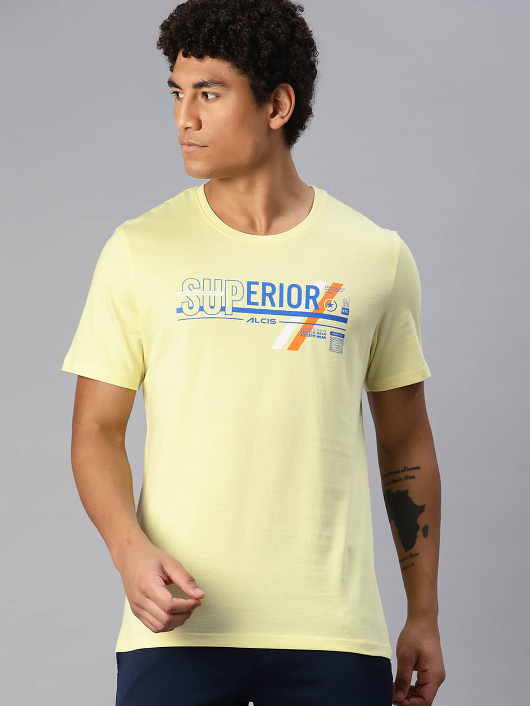 Alcis Yellow Cotton Regular Fit Men's Sports T-Shirt ( Pack of 1 )