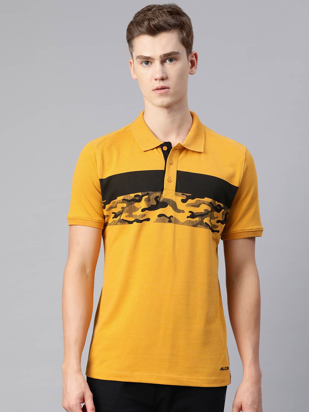     			Alcis Yellow Cotton Regular Fit Men's Sports T-Shirt ( Pack of 1 )