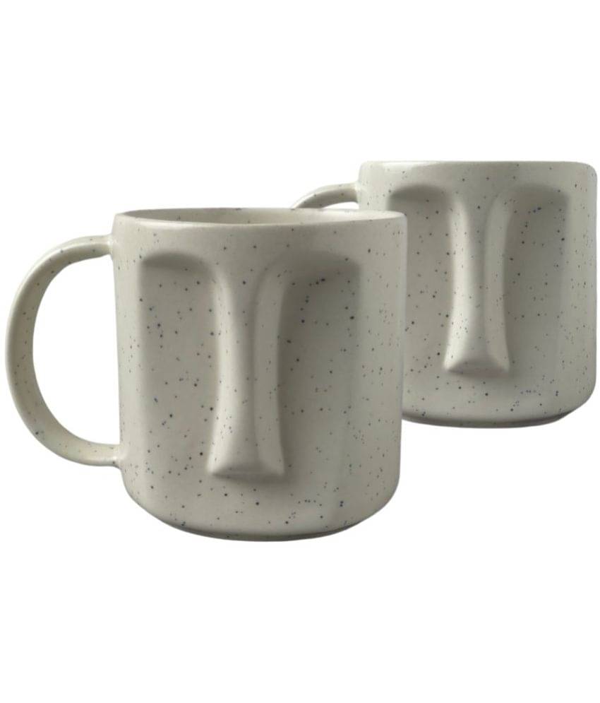     			Claybender Face Shaped Solid Ceramic Coffee Mug 350 mL ( Pack of 2 )