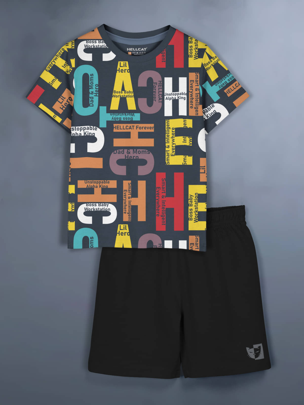     			HELLCAT Pack of 1 Baby Boys Cotton Blend T-Shirt & Shorts ( Black )