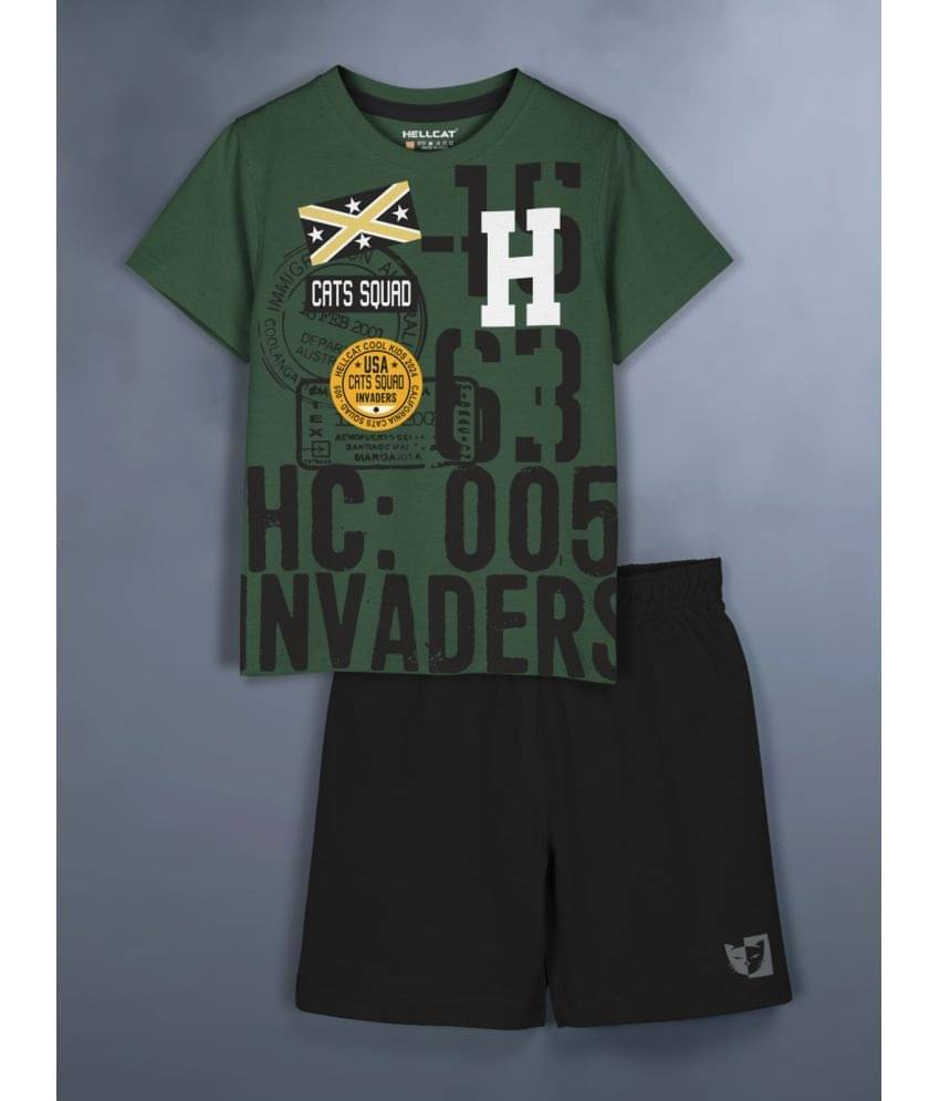     			HELLCAT Pack of 1 Baby Boys Cotton Blend T-Shirt & Shorts ( Olive )