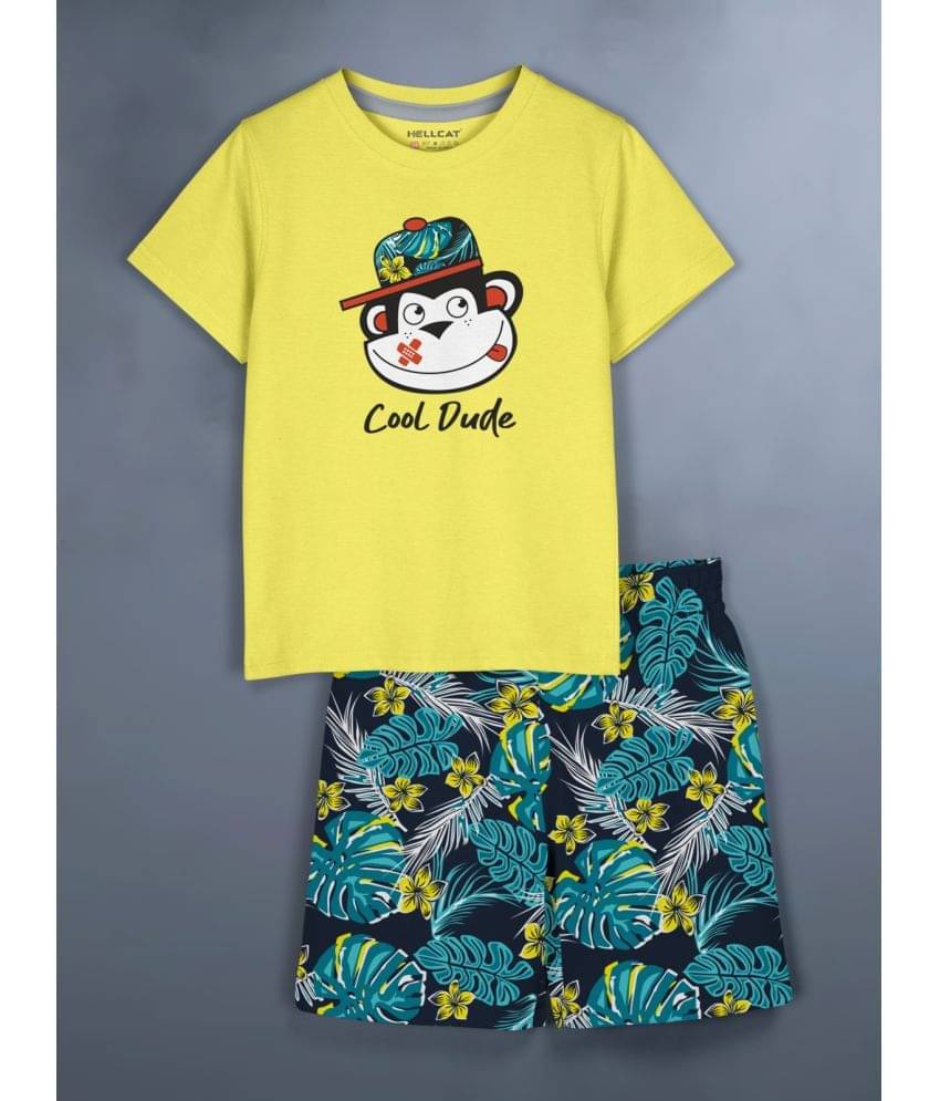     			HELLCAT Pack of 1 Baby Boys Cotton Blend T-Shirt & Shorts ( Yellow )