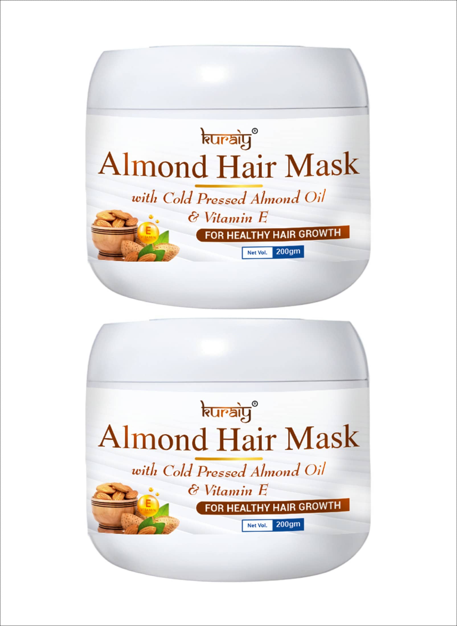 KURAIY Almond Hair Mask With Cold Pressed Almond Oil & Vitamin E For Hair Growth 200g Pack Of 3