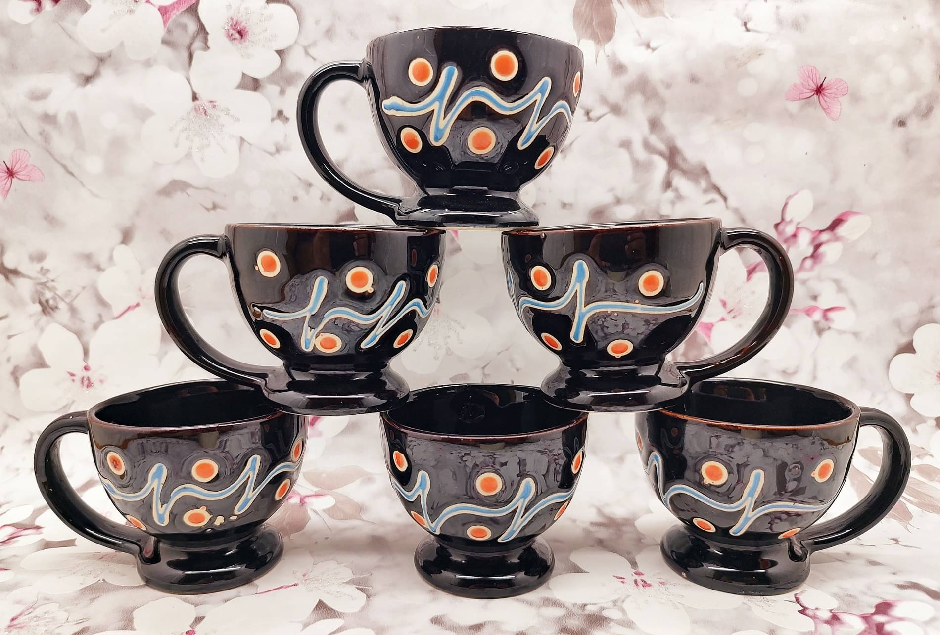 Laghima jadon Brown Red Dot World Cup Abstract Ceramic Tea Cup 120 ml ( Pack of 6 )     			Laghima jadon Brown Red Dot World Cup Abstract Ceramic Tea Cup 120 ml ( Pack of 6 )