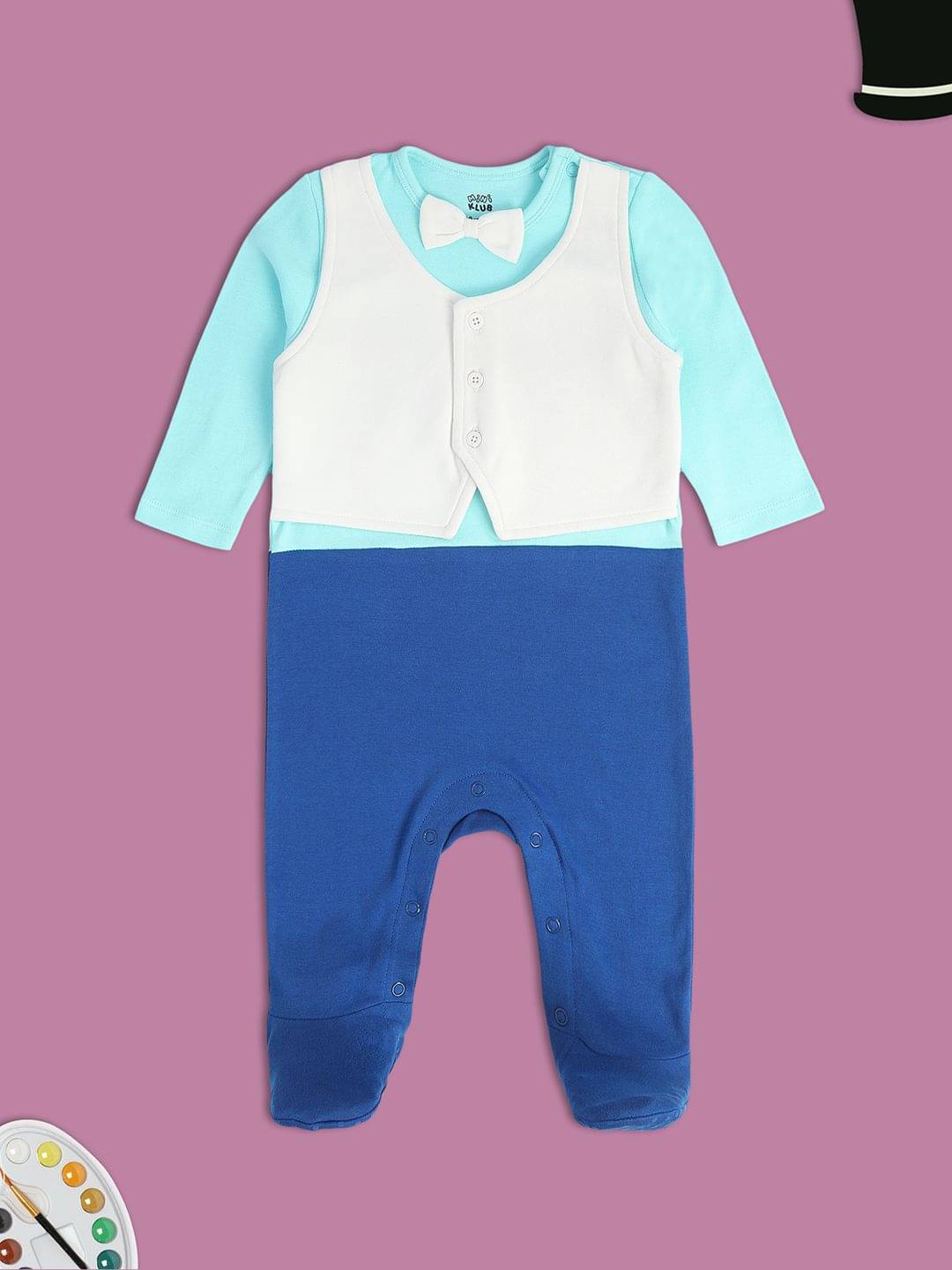     			MINI KLUB Blue NEW BORN AND BABY BOYS SLEEP SUIT Pack of 1
