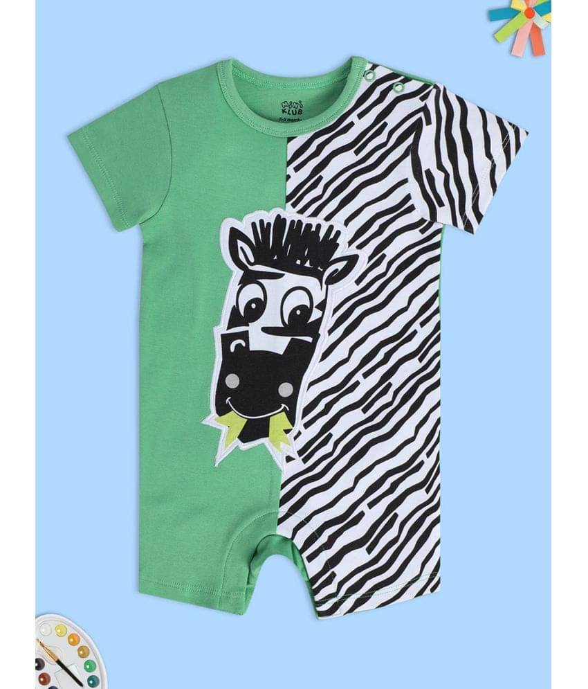 MINI KLUB Green Cotton Rompers For Baby Boy ( Pack of 1 ) MINI KLUB Green Cotton Rompers For Baby Boy ( Pack of 1 )
