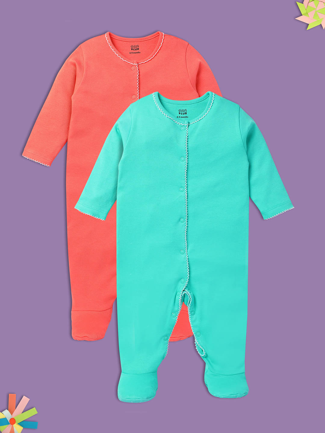 MINI KLUB Multi NEW BORN AND BABY GIRLS SLEEP SUIT Pack of 2 MINI KLUB Multi NEW BORN AND BABY GIRLS SLEEP SUIT Pack of 2