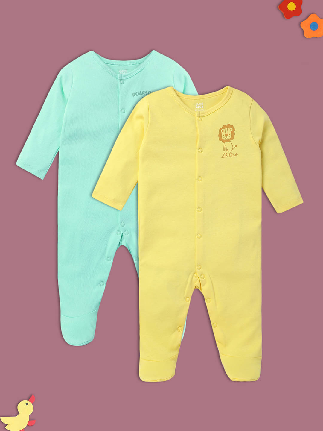     			MINI KLUB Multi NEW BORN AND BABY BOYS SLEEP SUIT Pack of 2