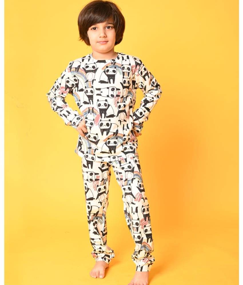 ANTHRILO Pack of 1 Boys 100% Cotton Nightsuit Set ( White ) ANTHRILO Pack of 1 Boys 100% Cotton Nightsuit Set ( White )