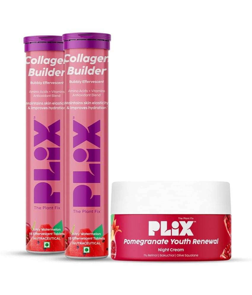     			Plix Collagen Builder Bubbly Effervescent 30 Tablets & Pomegranate Renewal Night Cream(Pack of 2)