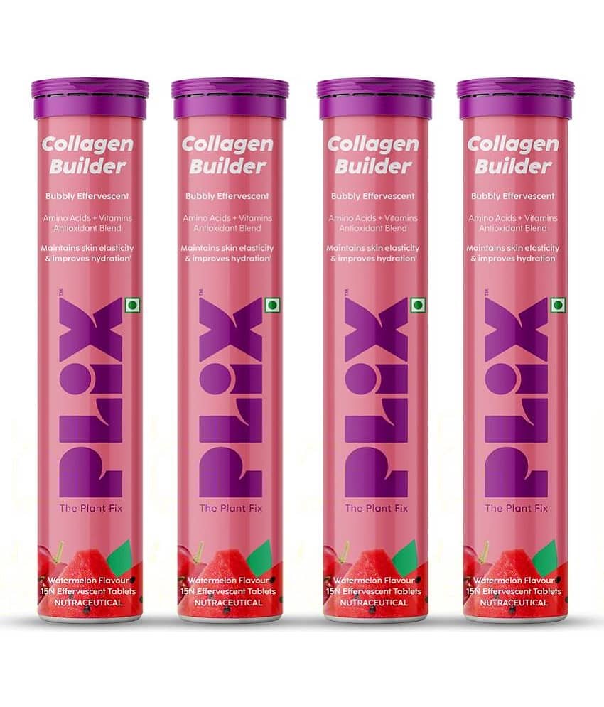 Plix Collagen Builder Effervescent For Improved Skin Elasticity & AntiAgeing(4 x 15 Tablets)