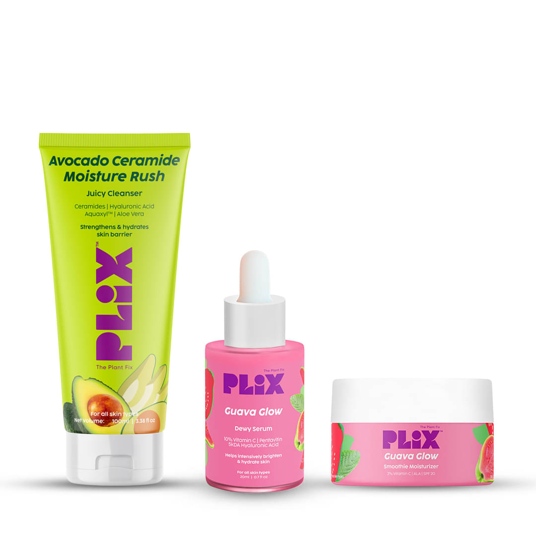     			Plix Skin Brightening Regime with Avocado Cleanser, Guava Glow Serum & Moisturizer(Pack of 3)