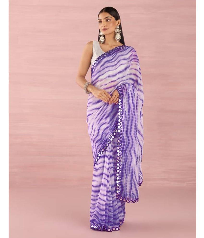 Satrani Georgette Dyed Saree With Unstitched Blouse Piece ( Purple ) Satrani Georgette Dyed Saree With Unstitched Blouse Piece ( Purple )