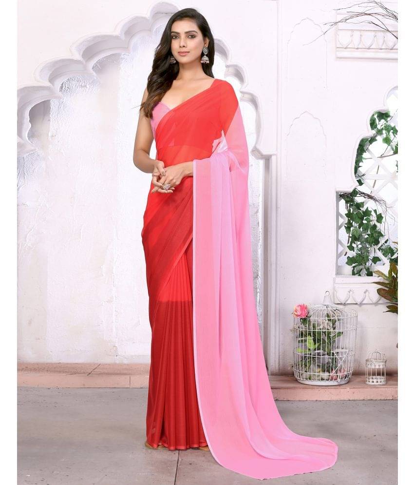 Satrani Georgette Printed Saree With Unstitched Blouse Piece ( Pink ) Satrani Georgette Printed Saree With Unstitched Blouse Piece ( Pink )