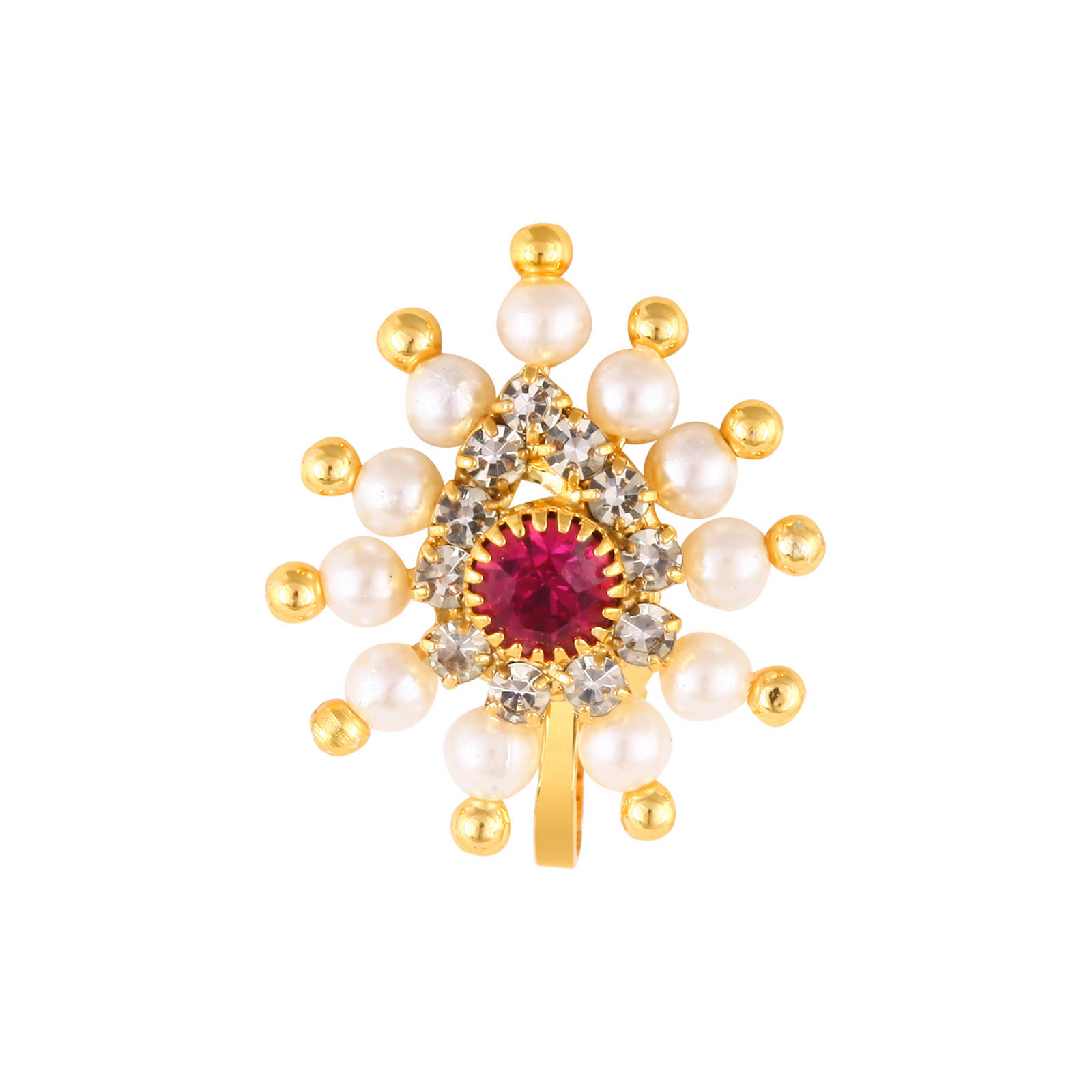 VIVASTRI Cubic Zirconia Gold-plated Plated Alloy Nathiya VIVASTRI Cubic Zirconia Gold-plated Plated Alloy Nathiya