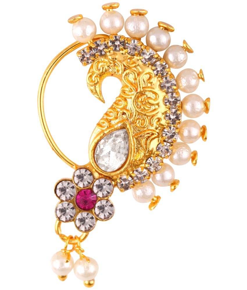 VIVASTRI Cubic Zirconia Gold-plated Plated Alloy Nathiya VIVASTRI Cubic Zirconia Gold-plated Plated Alloy Nathiya