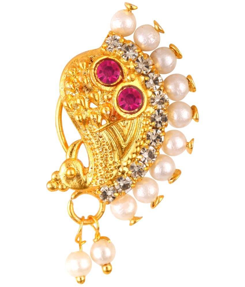 VIVASTRI Cubic Zirconia Gold-plated Plated Alloy Nathiya VIVASTRI Cubic Zirconia Gold-plated Plated Alloy Nathiya