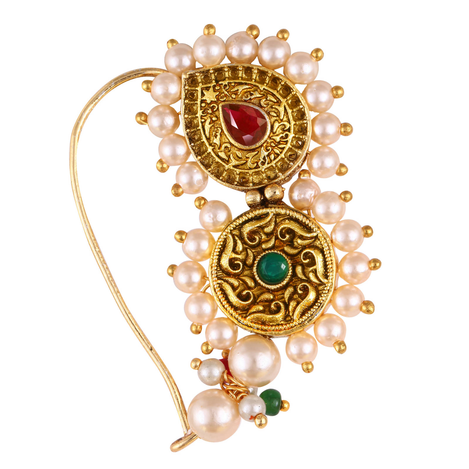 VIVASTRI Cubic Zirconia Gold-plated Plated Alloy Nathiya VIVASTRI Cubic Zirconia Gold-plated Plated Alloy Nathiya