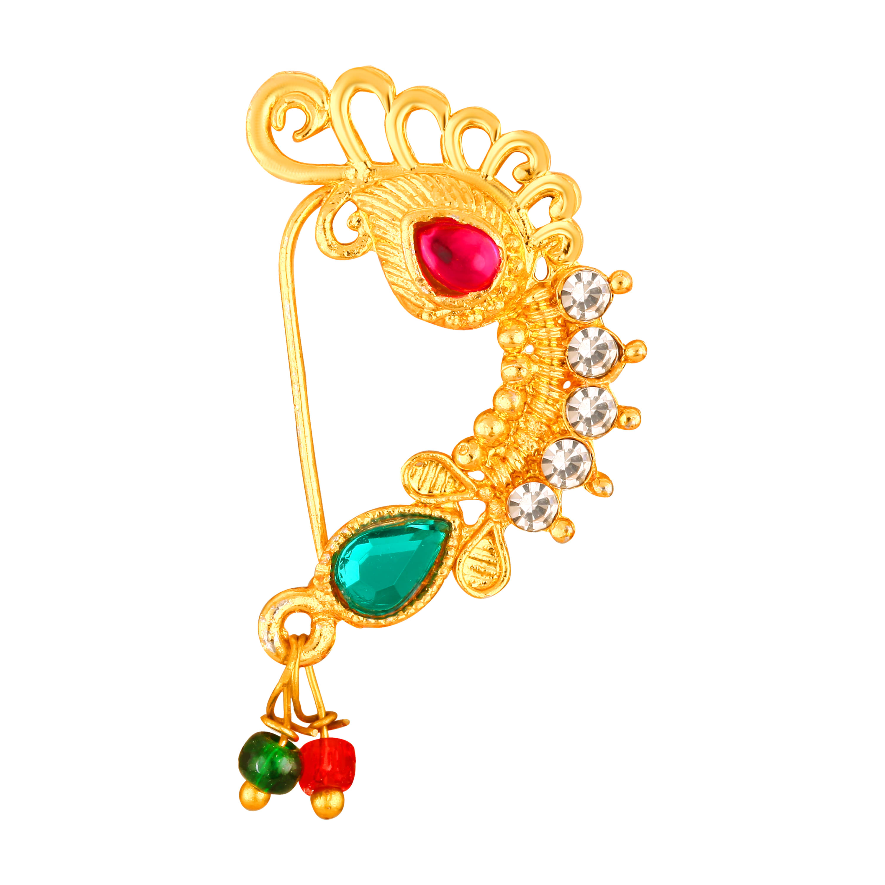 VIVASTRI Cubic Zirconia Gold-plated Plated Alloy Nathiya VIVASTRI Cubic Zirconia Gold-plated Plated Alloy Nathiya