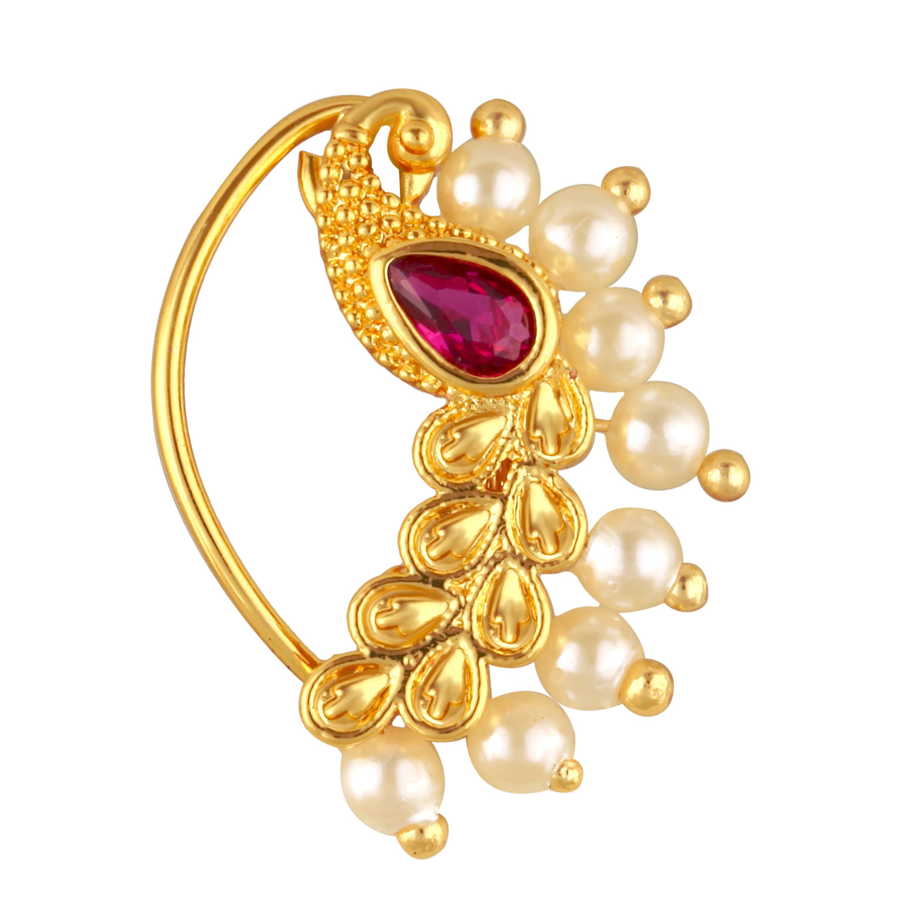 VIVASTRI Cubic Zirconia Gold-plated Plated Alloy Nathiya VIVASTRI Cubic Zirconia Gold-plated Plated Alloy Nathiya