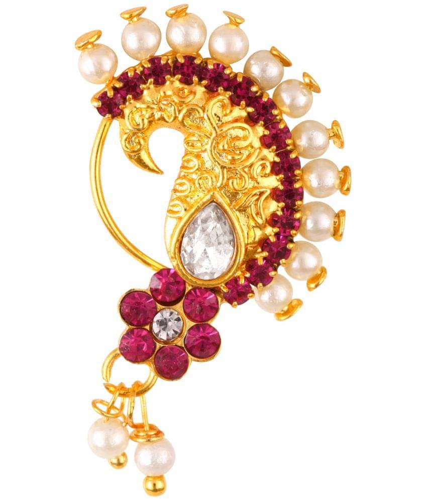 VIVASTRI Cubic Zirconia Gold-plated Plated Alloy Nathiya VIVASTRI Cubic Zirconia Gold-plated Plated Alloy Nathiya