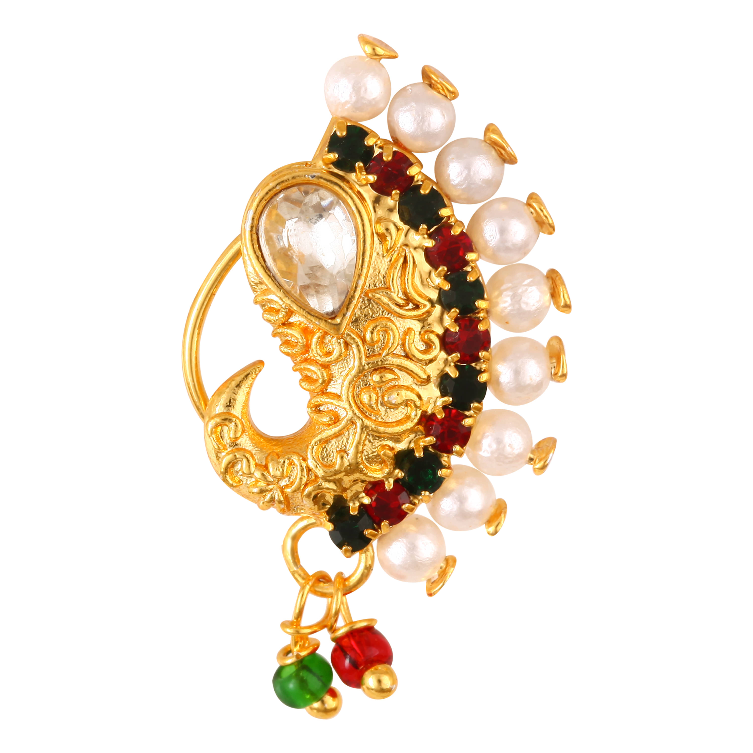 VIVASTRI Cubic Zirconia Gold-plated Plated Alloy Nathiya VIVASTRI Cubic Zirconia Gold-plated Plated Alloy Nathiya
