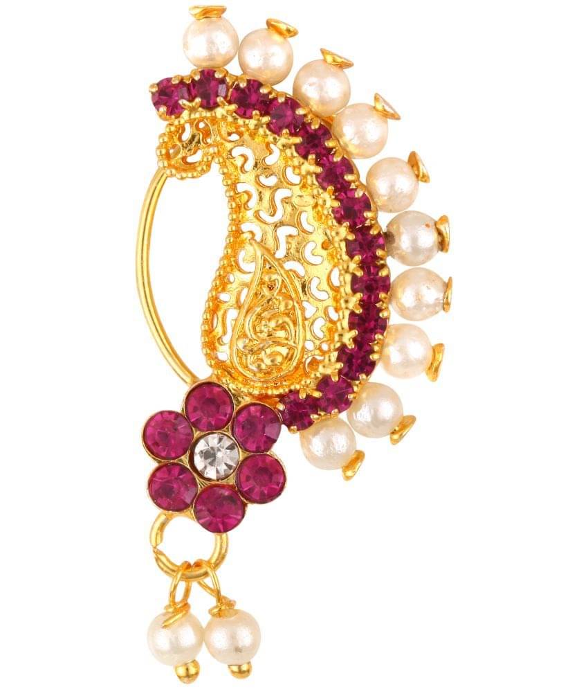 VIVASTRI Cubic Zirconia Gold-plated Plated Alloy Nathiya VIVASTRI Cubic Zirconia Gold-plated Plated Alloy Nathiya