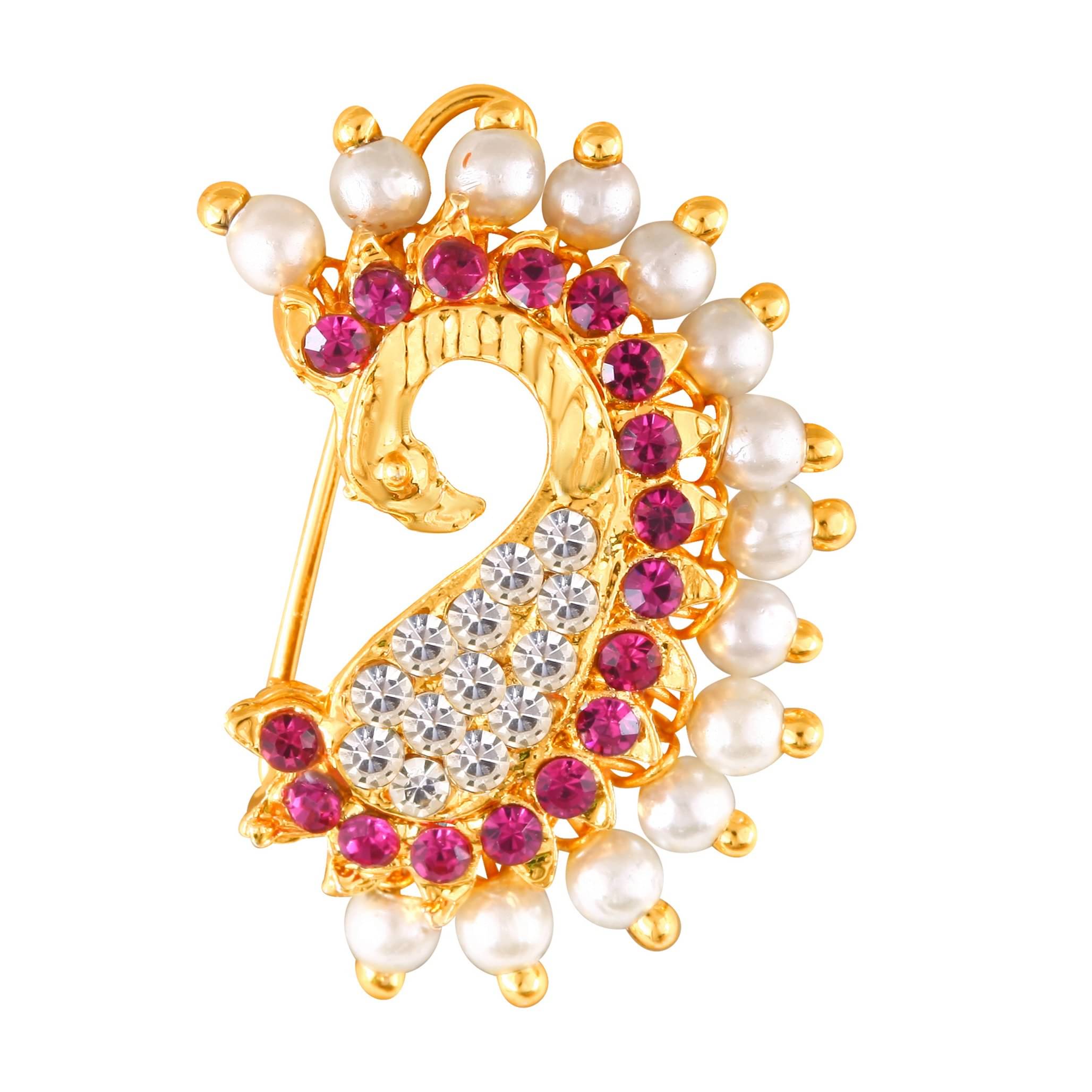 VIVASTRI Cubic Zirconia Gold-plated Plated Alloy Nathiya VIVASTRI Cubic Zirconia Gold-plated Plated Alloy Nathiya