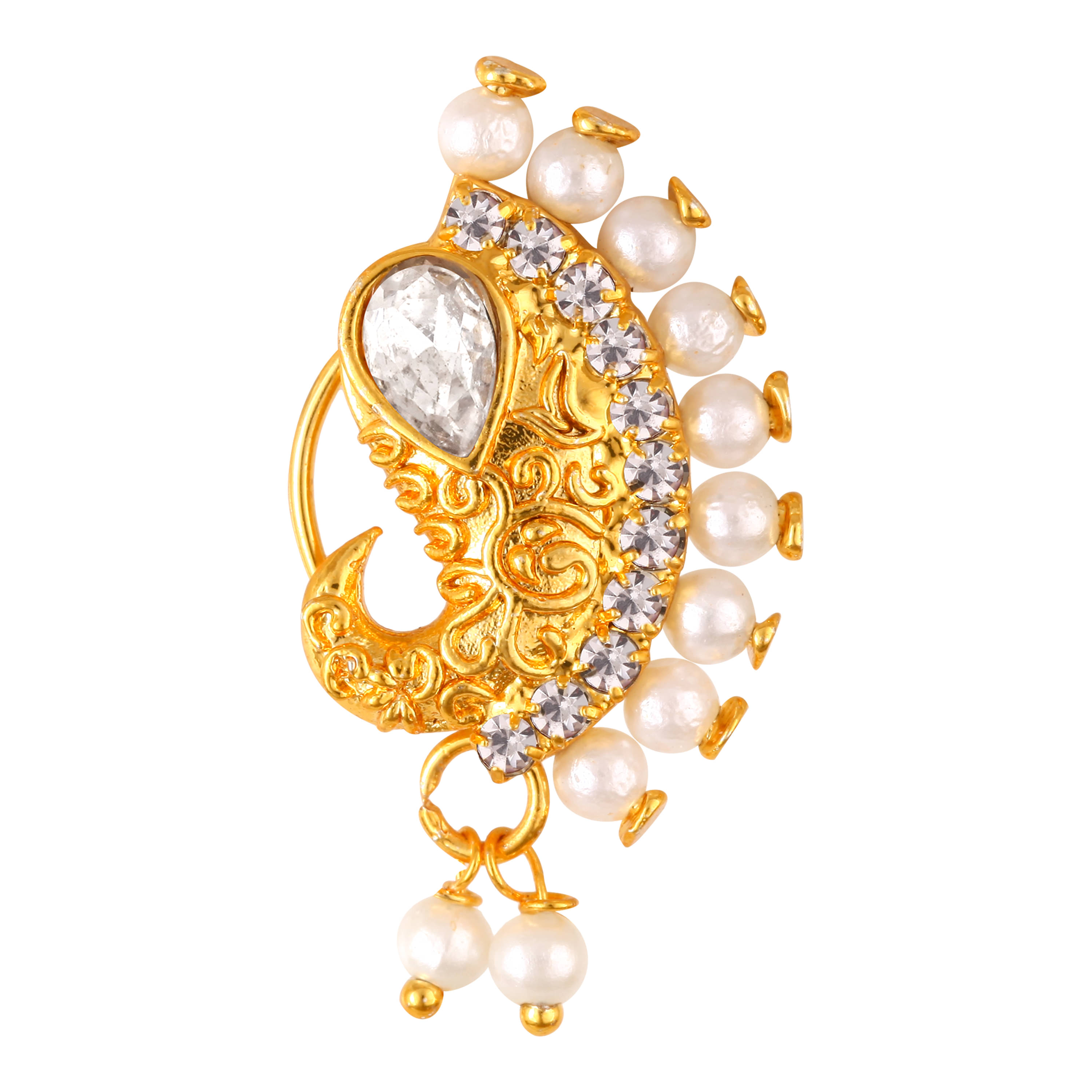 VIVASTRI Cubic Zirconia Gold-plated Plated Alloy Nathiya VIVASTRI Cubic Zirconia Gold-plated Plated Alloy Nathiya