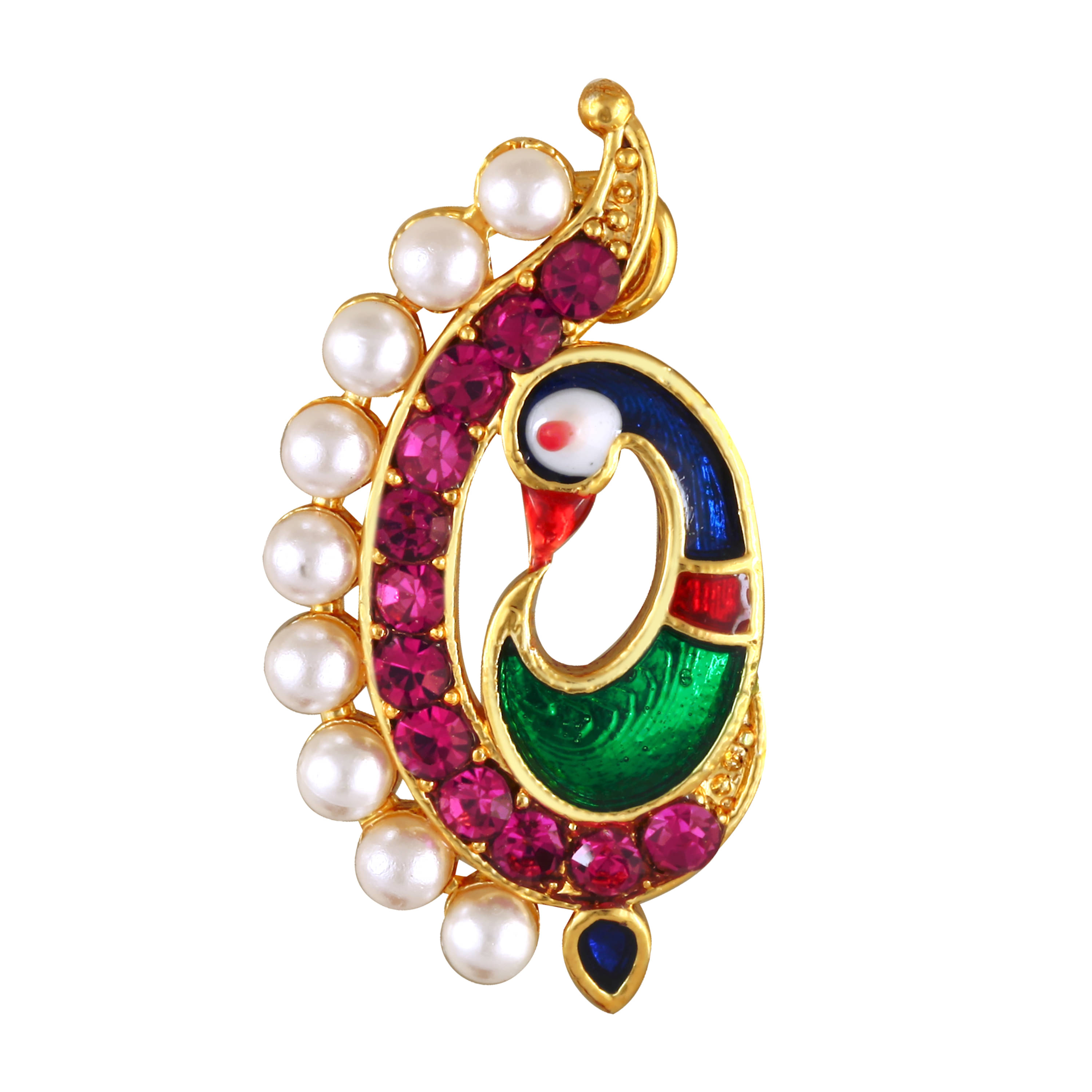 VIVASTRI Peackock Variance Cubic Zirconia Gold-plated Expensive Alloy Nose Ring For Women & Girls (Sales Package -1 Unit ) VIVASTRI Peackock Variance Cubic Zirconia Gold-plated Expensive Alloy Nose Ring For Women & Girls (Sales Package -1 Unit )