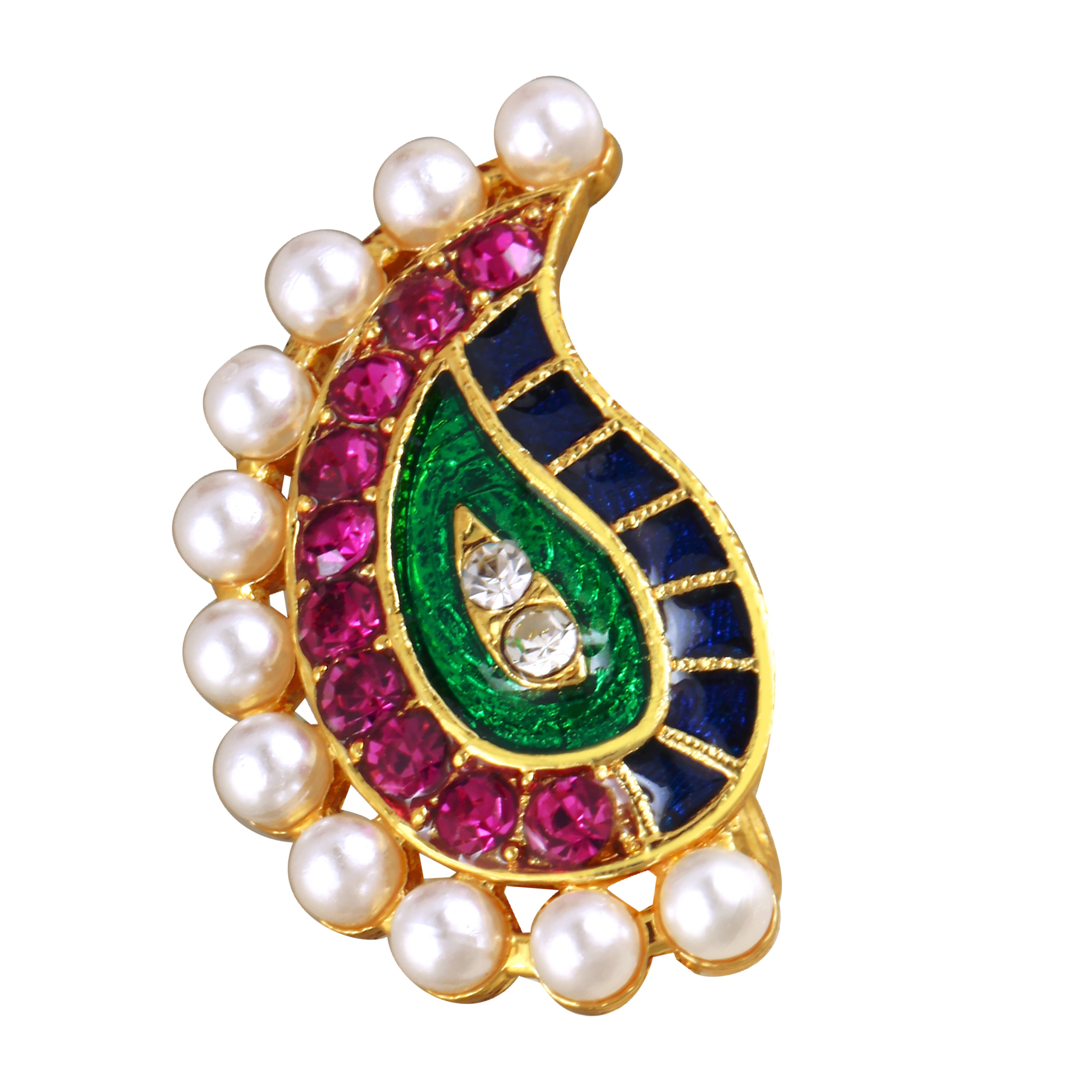     			VIVASTRI Peackock Variance Cubic Zirconia Gold-plated Expensive Alloy Nose Ring For Women & Girls (Sales Package -1 Unit )